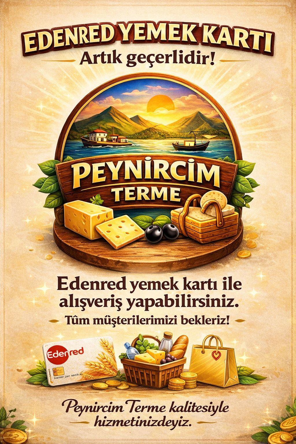 Edenred yemek kartı Peynircim Terme mağazasında geçerlidir